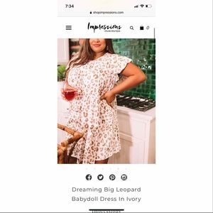 White/Tan Leopard Babydoll Dress